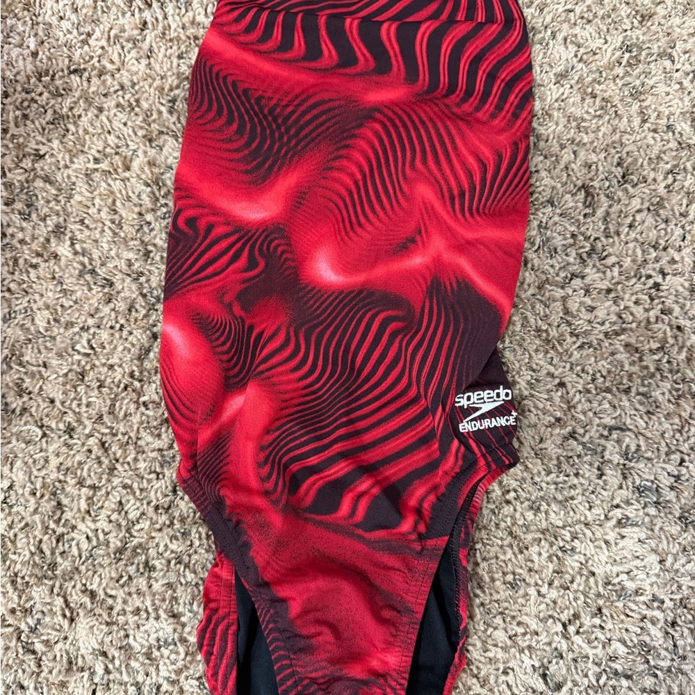 Speedo Endurance+ Red and Black Swimwear